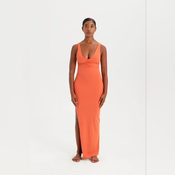 RIOT SWIM Remi Deep V Dress - Rust - Picture 3 of 3